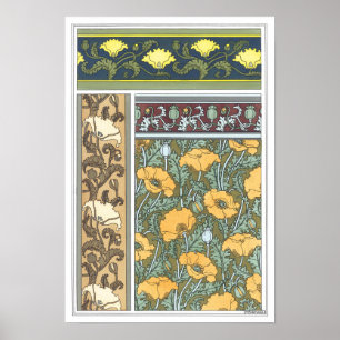 Affiches Fleurs vintages florales Art Nouveau Pavot