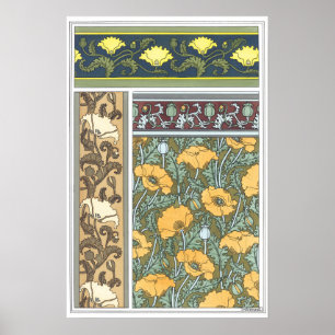 Affiches Fleurs vintages florales Art Nouveau Pavot