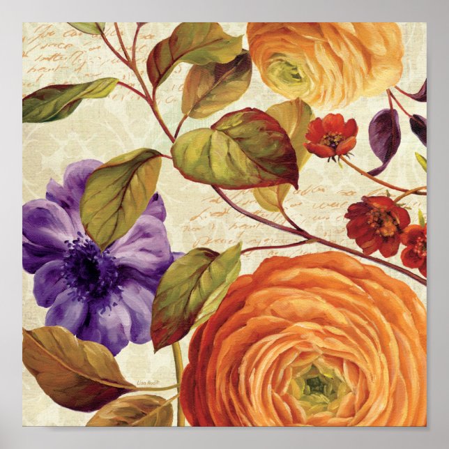 Affiches Fleurs violettes et orange (Devant)