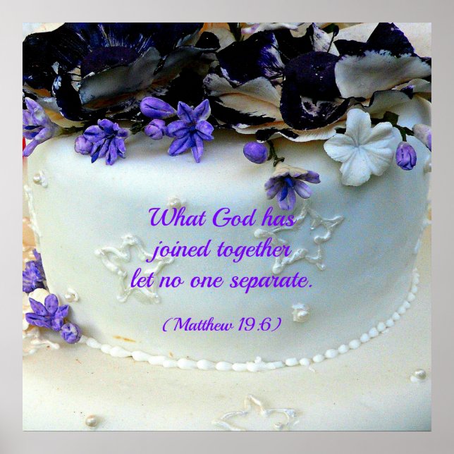 Affiches Fleurs violettes gâteau mariage avec la Bible Matt (Devant)