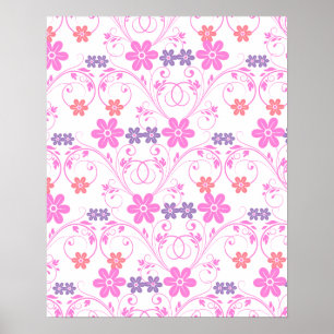 Affiches Floral moderne violet rose