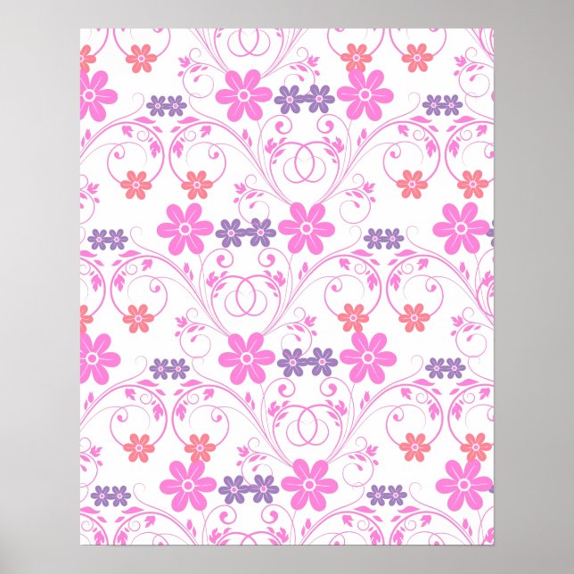 Affiches Floral moderne violet rose (Devant)