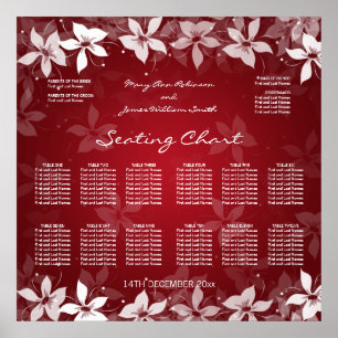 Affiches Floral Wedding Seating Chart Exotic Blooms Red