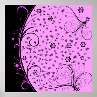 Affiches Flore de Grunge KRW en rose