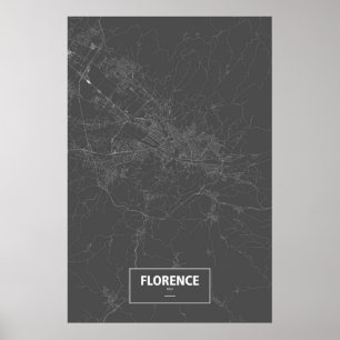 Affiches Florence, Italie (blanc sur noir)