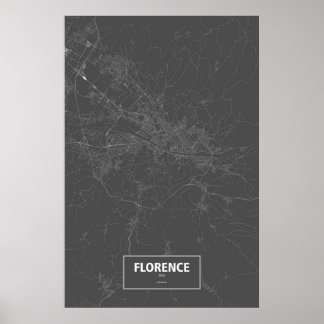 Affiches Florence, Italie (blanc sur noir)