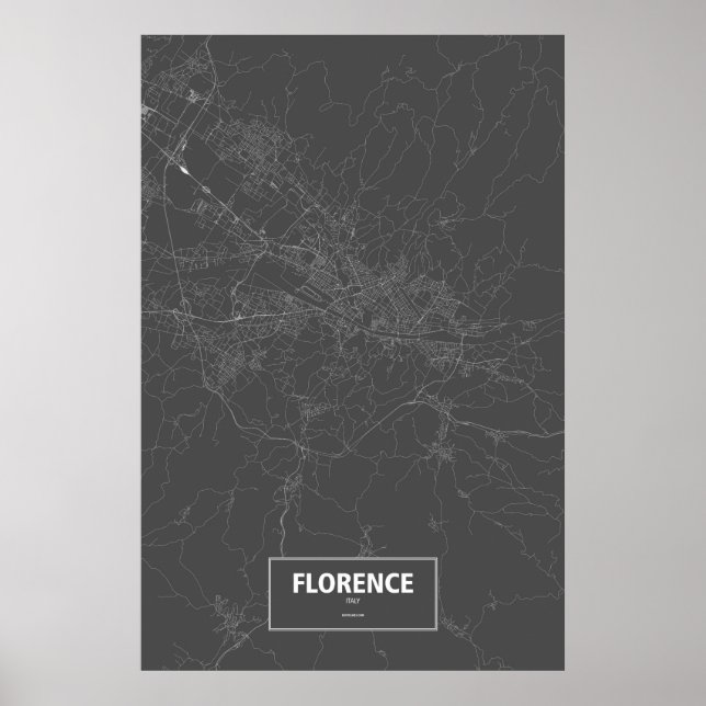Affiches Florence, Italie (blanc sur noir) (Devant)