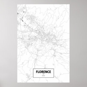Affiches Florence, Italie (noir sur blanc)