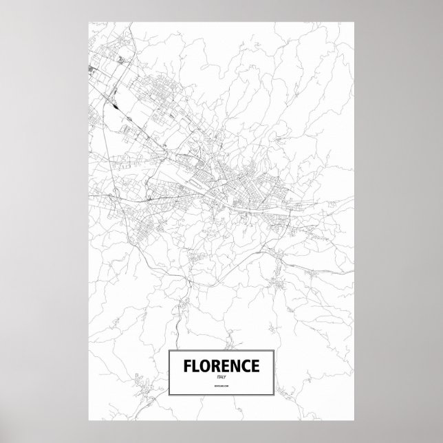 Affiches Florence, Italie (noir sur blanc) (Devant)