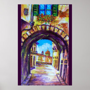 AFFICHES FLORENCE RUE ANTIQUE VUE ÉGLISE CESTELLO