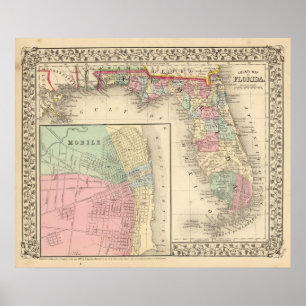 Affiches Floride, carte mobile par Mitchell