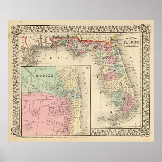 Affiches Floride, carte mobile par Mitchell (Devant)