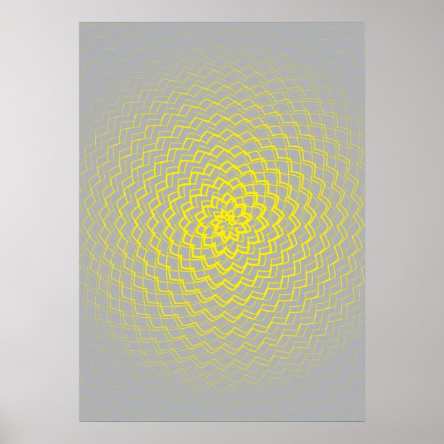 Affiches Flower Energy Motif gris jaune (Devant)