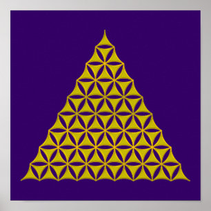 Affiches Flower Of Life / Blume des Lebens - pyramid gold