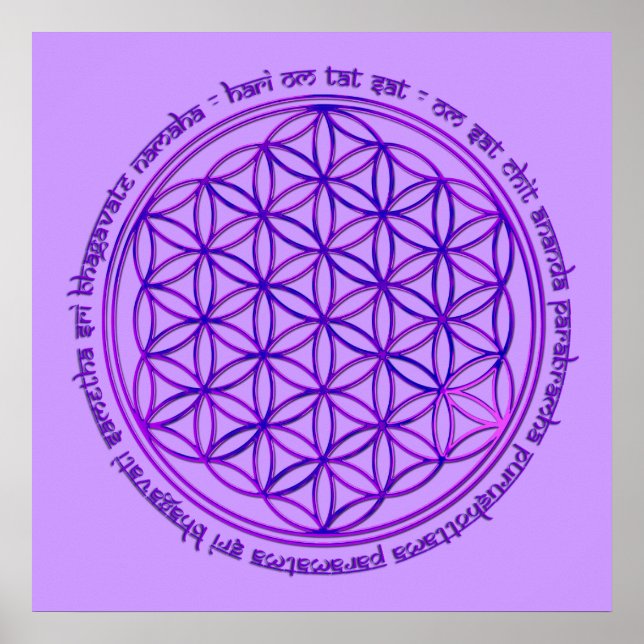 Affiches Flower Of Life - Moola Mantra - violet (Devant)