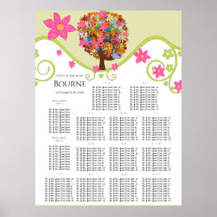 Affiches Flower Tree Seating Chart Alphabetical Table #'s