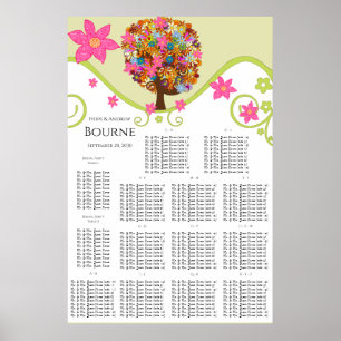 Affiches Flower Tree Seating Chart Alphabetical Table #'s