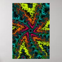 Fluorescent, fluo, fluos | Art fractal bleu et ora