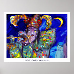 Affiches FLUTISTE EN BLEU / Nuit de Carnaval Vénitien