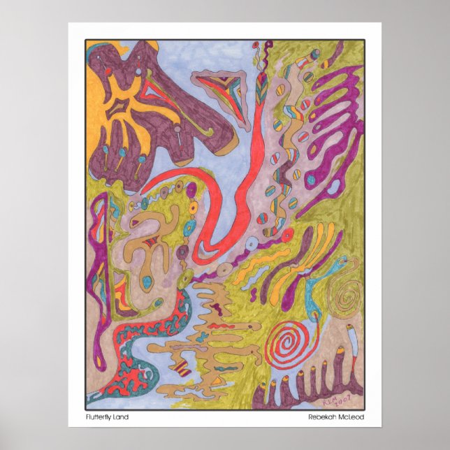 Affiches "Flutterflyland" Art Abstrait (Devant)