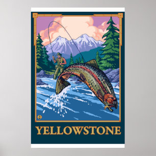 Affiches Fly Fishing Scene - Yellowstone National Park