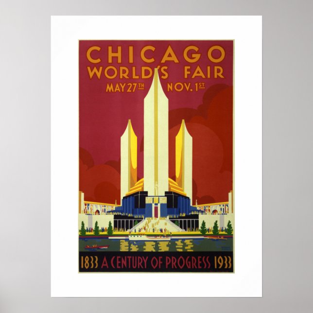 Affiches Foire mondiale de Chicago Siècle de progrès 1833-1 (Devant)