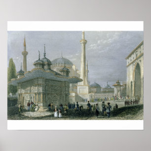 Affiches Fontaine et Carré de Sainte-Sophie, Istanbul, grav