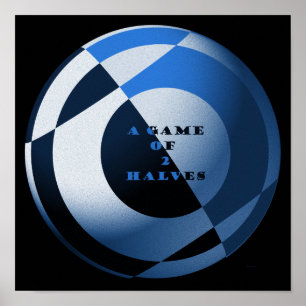 Affiches Football A Jeu de 2 moitiés bleu