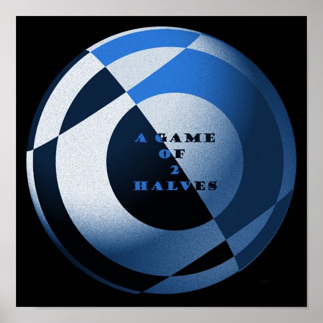 Affiches Football A Jeu de 2 moitiés bleu (Devant)