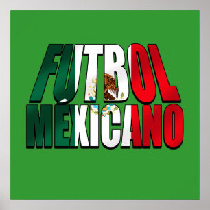 Affiches Football Mexicano - logo de drapeau du Mexique