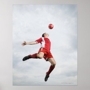 Affiches Footballeur et ballon de football dans l'entre le