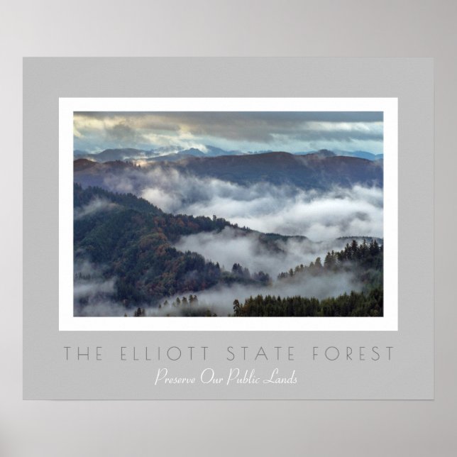 Affiches Forêt publique Elliott de l'Oregon- Protéger les t (Devant)