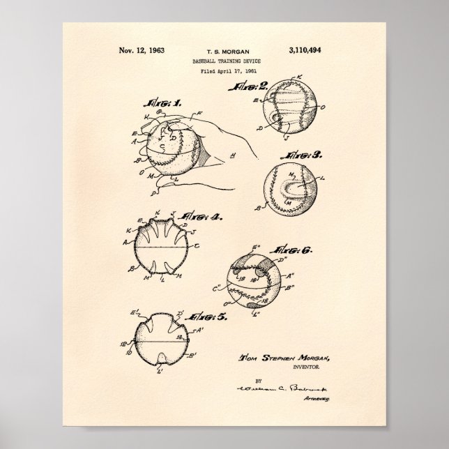 Affiches Formation de baseball 1963 Art breveté - Old Peper (Devant)
