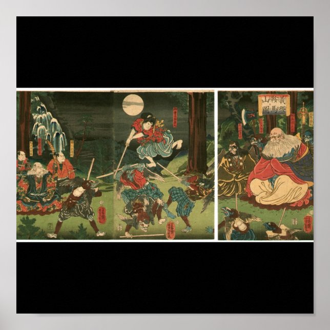 Affiches Formation de Samurai avec Tengu, vers 1859 (Devant)