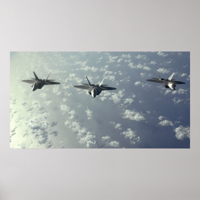 Affiches Formation de trois navires de F-22 Raptors (Devant)