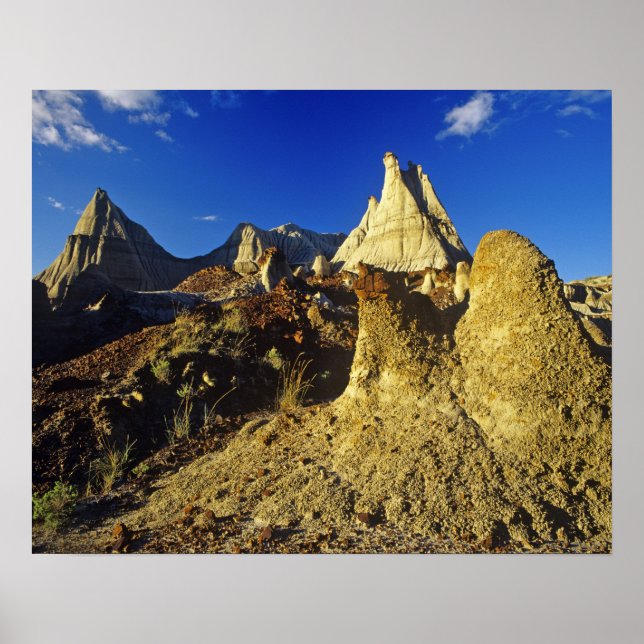 Affiches Formations de Badlands dans le parc provincial Din (Devant)