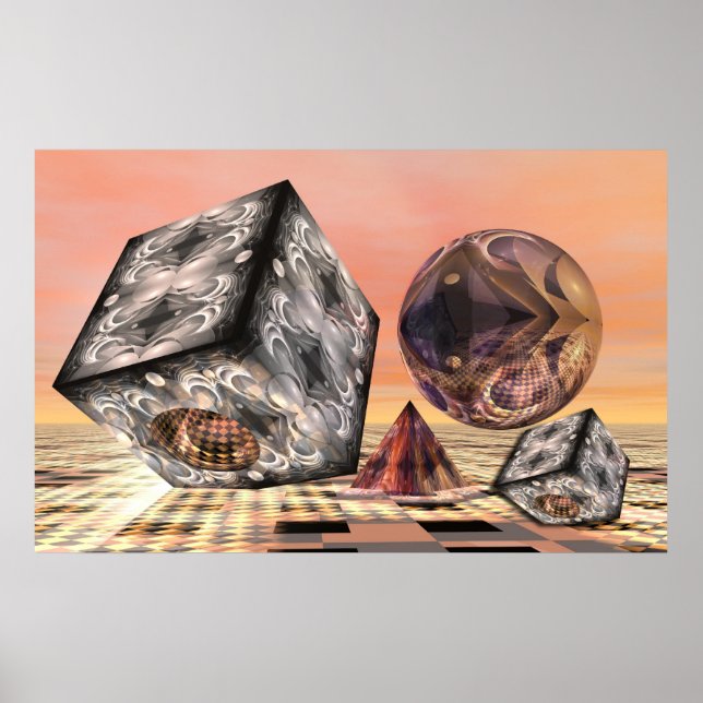 Affiches Formes géométriques rebondissantes (Devant)