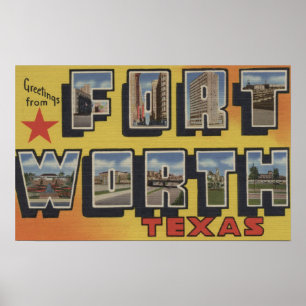 Affiches Fort Worth, Texas - Scènes à grandes lettres