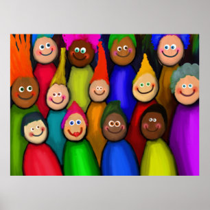 Affiches Foule diverse de la peinture de personnes