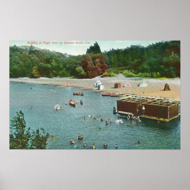 Affiches Foules Nager dans la rivière russe (Devant)