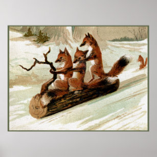 Affiches Fox Sleigh Ride Vintage Print