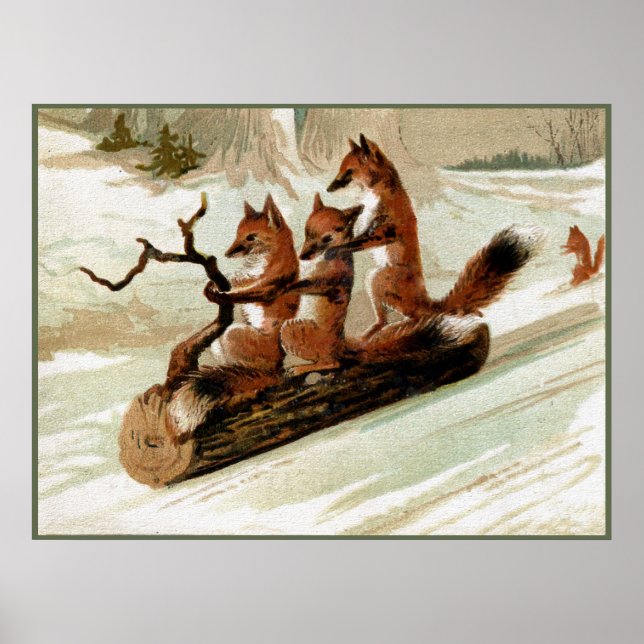 Affiches Fox Sleigh Ride Vintage Print (Devant)