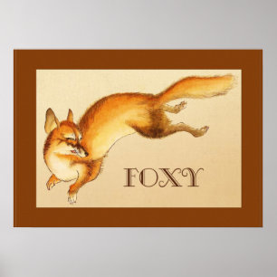 Affiches "Foxy" - Dessin japonais Vintage d'un renard