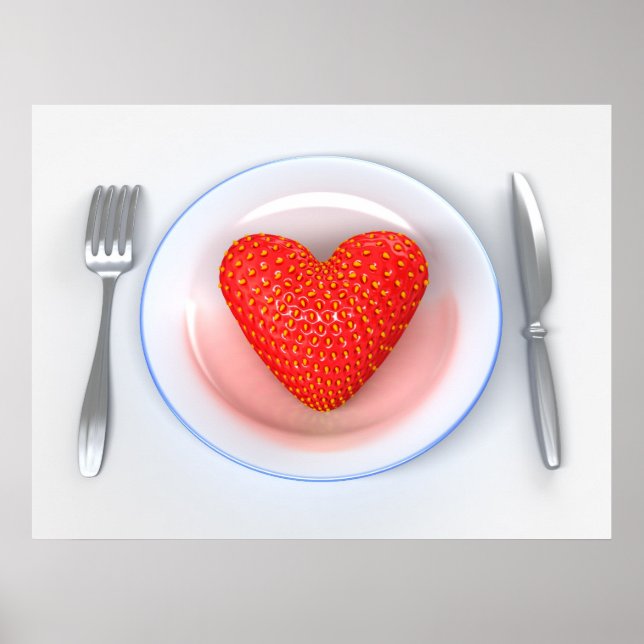 Affiches Fraise - Coeur (Devant)