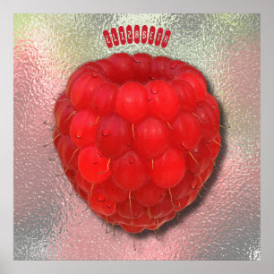 Affiches Framboise fraîche rouge avec le dessin de baisses