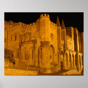 Affiches France, Avignon, Provence, Palais des Papes la nui
