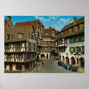 Affiches France, Colmar, Alsace, half timbered houses