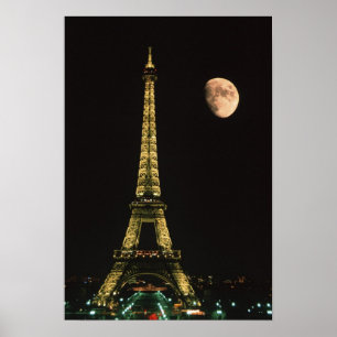 Affiches France, Paris. Tour Eiffel le soir avec
