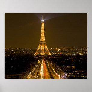 Affiches France, Paris. Vue nocturne de la Tour Eiffel
