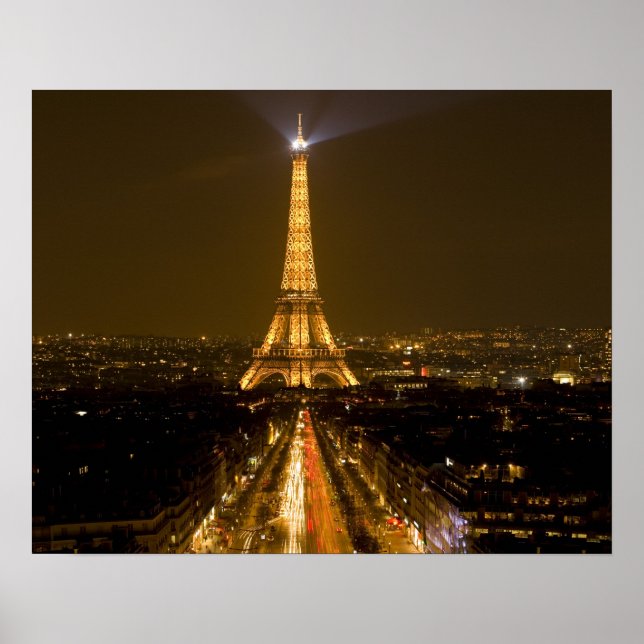 Affiches France, Paris. Vue nocturne de la Tour Eiffel (Devant)